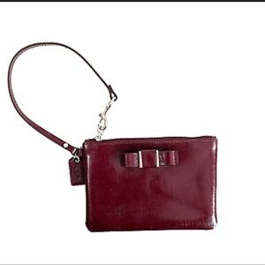 EUC COACH Darcy Wristlet pouch purse wallet Sherry burgundy deep wine color bow